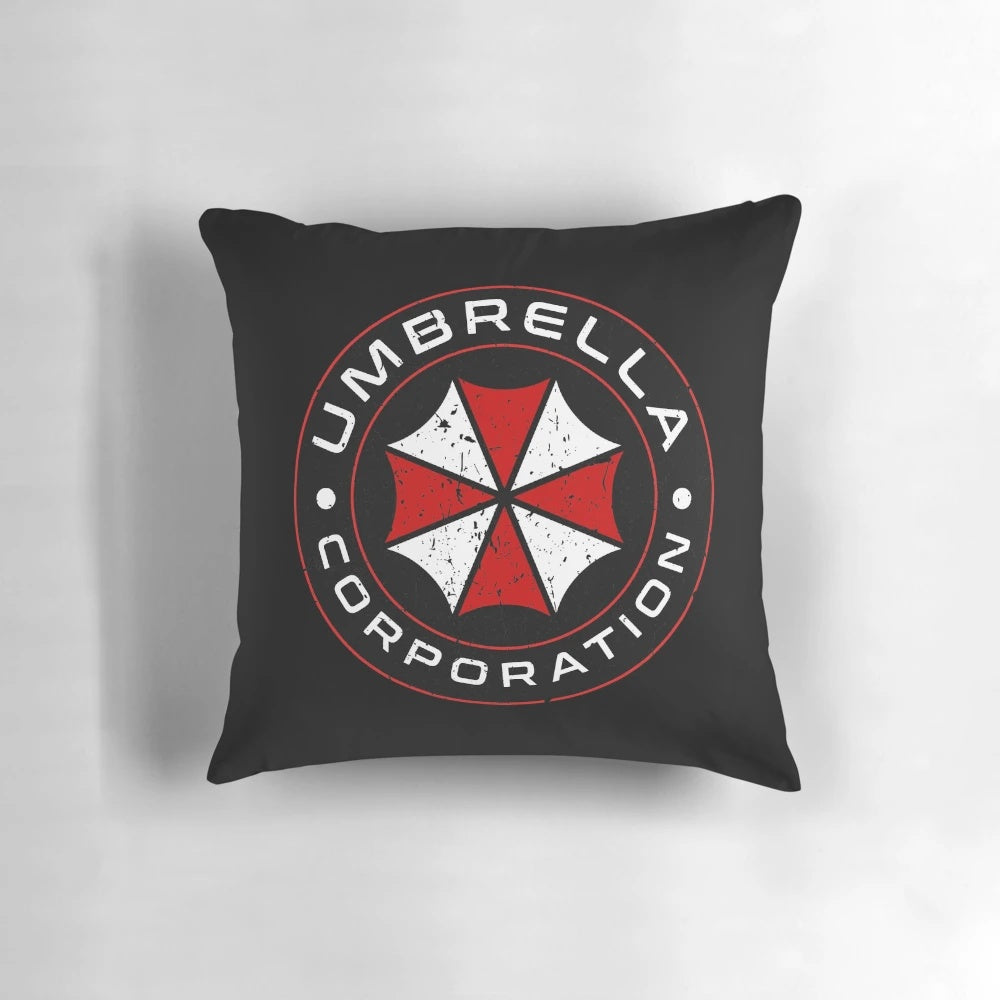 Umbrella Corporation horror-themed pillow featuring characters from the Resident Evil video game franchise