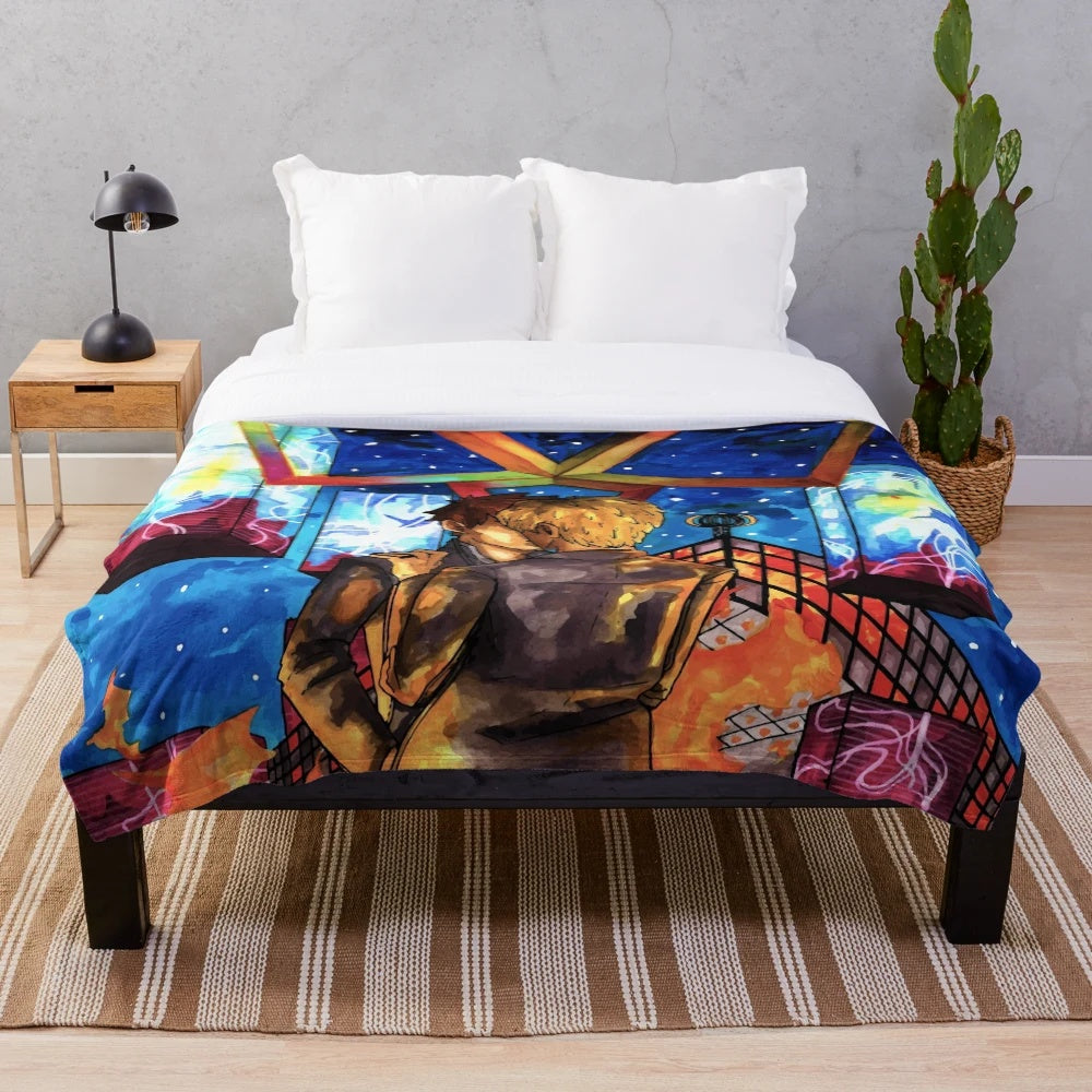 Resistance-Inspired Plush Blanket with Muse Band Motifs