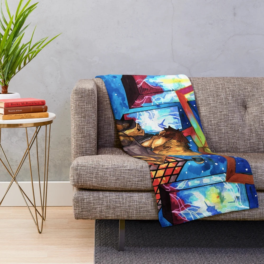 Resistance-Inspired Plush Blanket with Muse Band Motifs