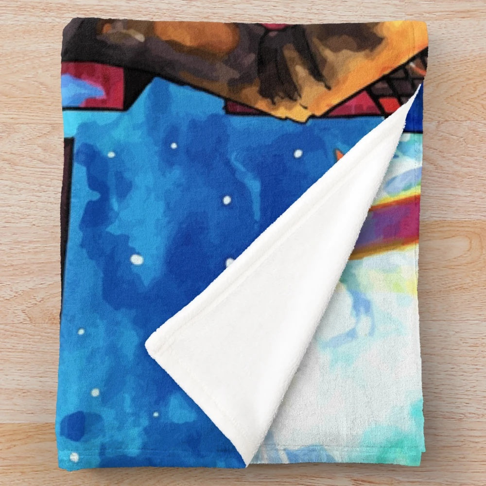 Resistance-Inspired Plush Blanket with Muse Band Motifs