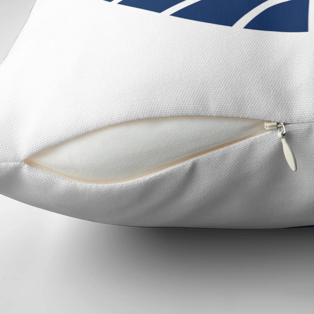 Vintage-style inverted globe design decorative throw pillow with retro Pan American logo