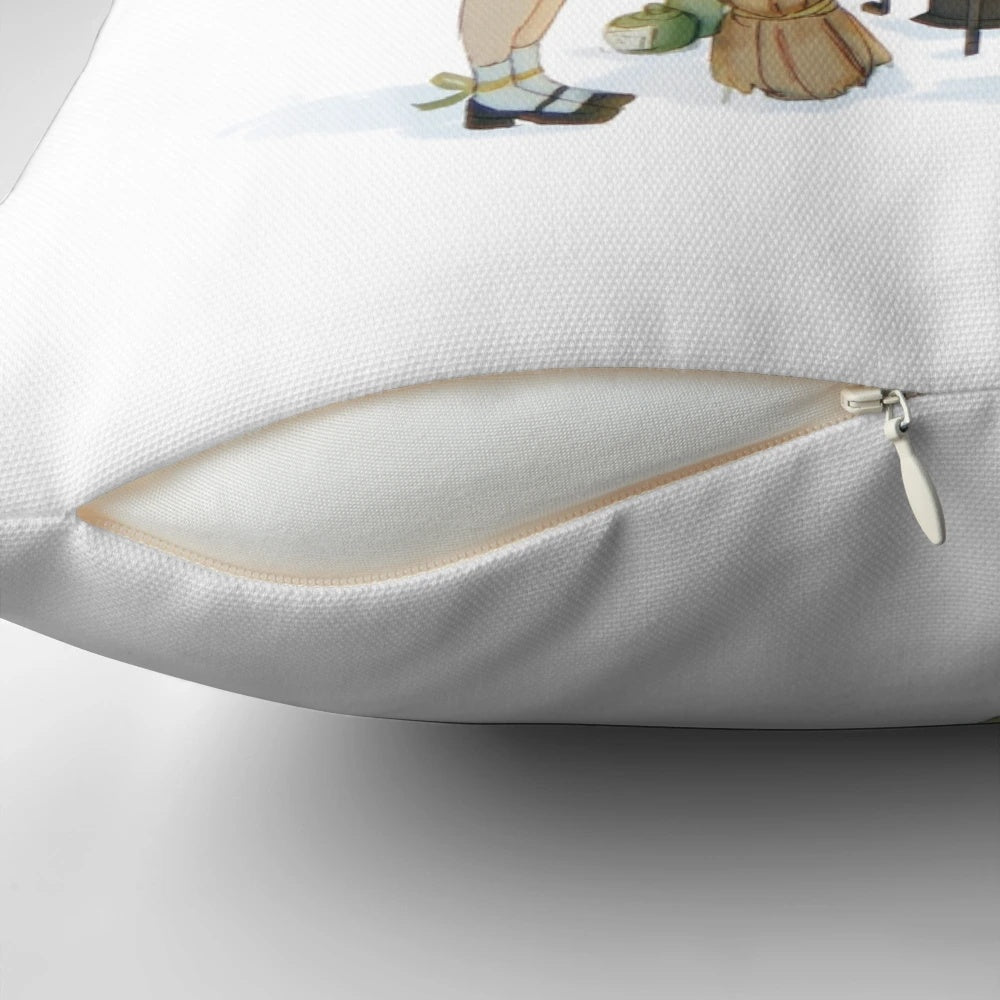 Vintage 1950s-inspired witch throw pillow with a retro, witchy design