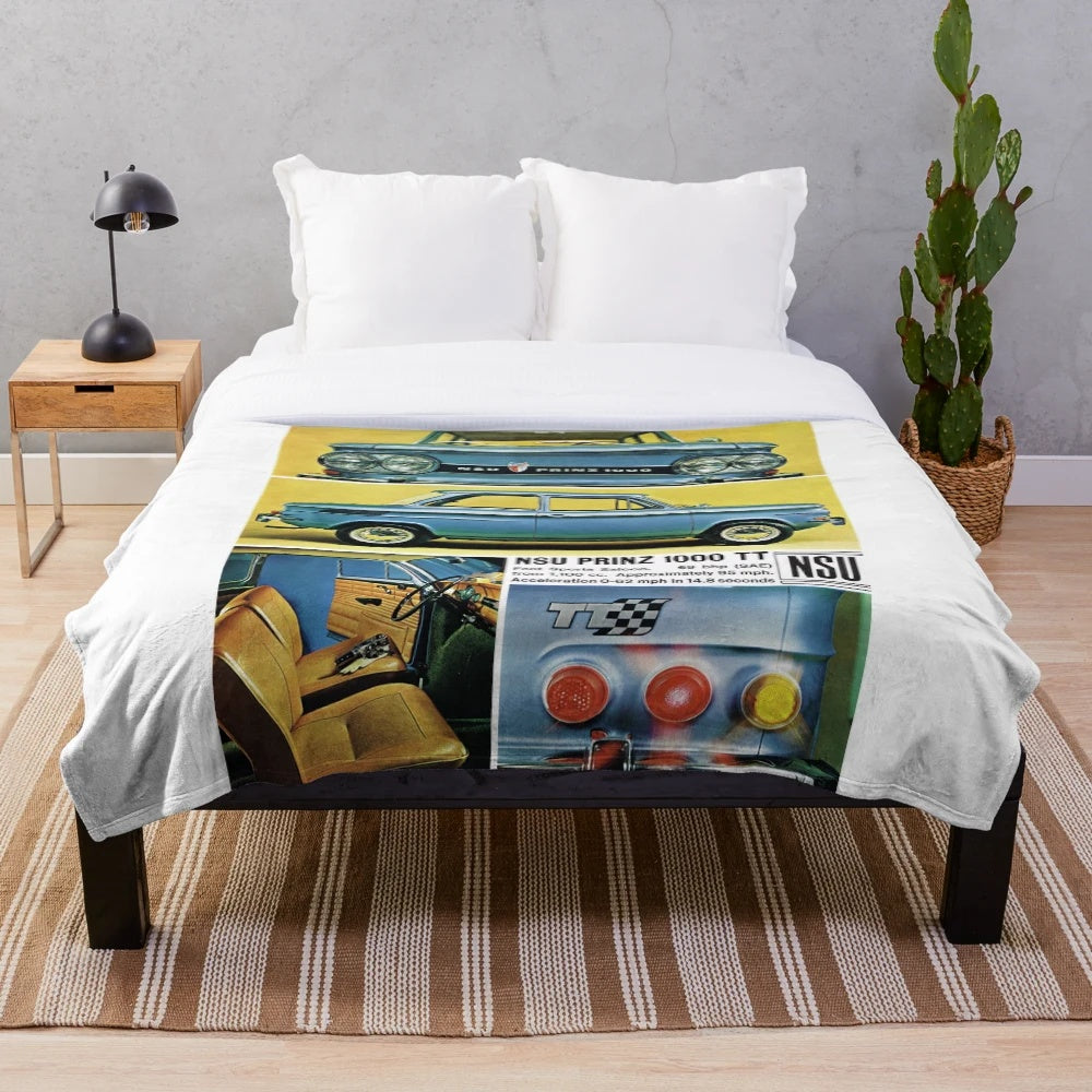 Plush blanket featuring the NSU Prinz, a classic European sports car with a Wankel rotary engine