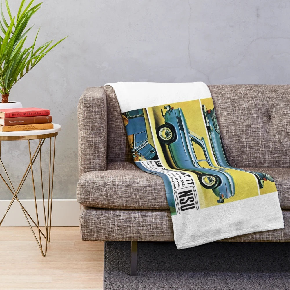 Plush blanket featuring the NSU Prinz, a classic European sports car with a Wankel rotary engine