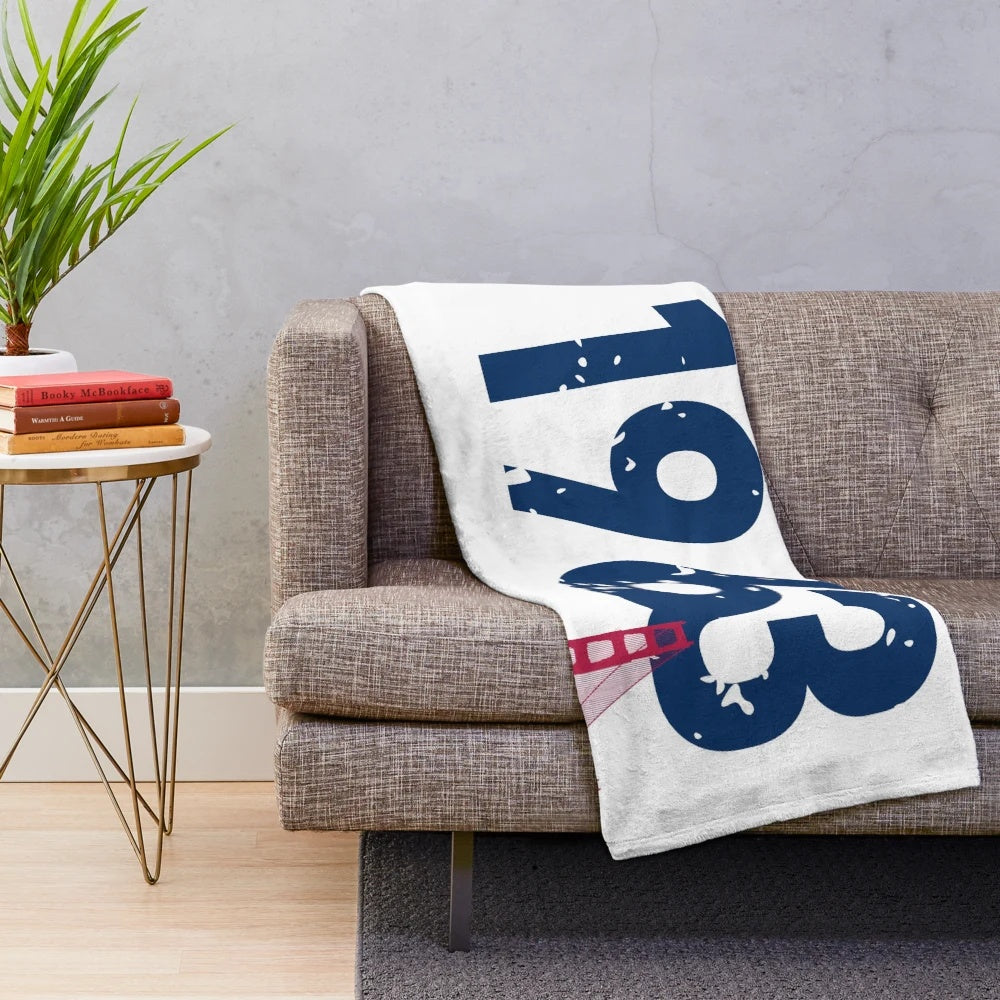 Plush blanket featuring a retro design inspired by the iconic sights of San Francisco in 1963