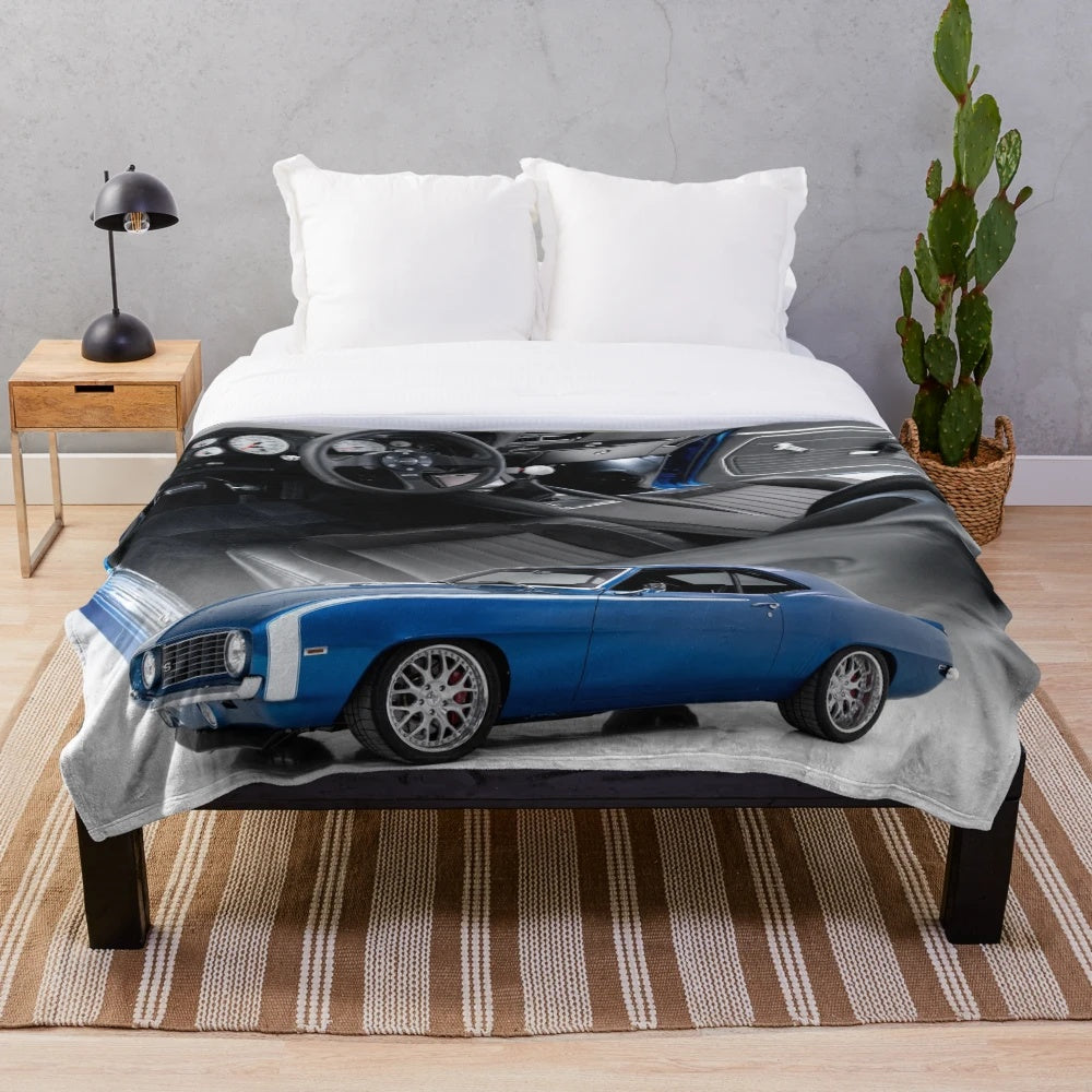 1969 Chevrolet Camaro inspired plush blanket