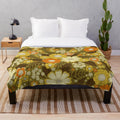 1970s retro floral plush blanket