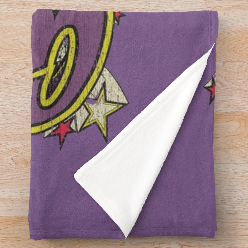 Retro 1970s style plush blanket featuring an aircraft design for aviation enthusiasts
