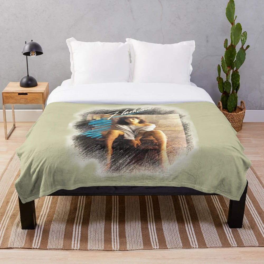 Watercolor inspired plush blanket featuring the iconic 1980s movie Flashdance