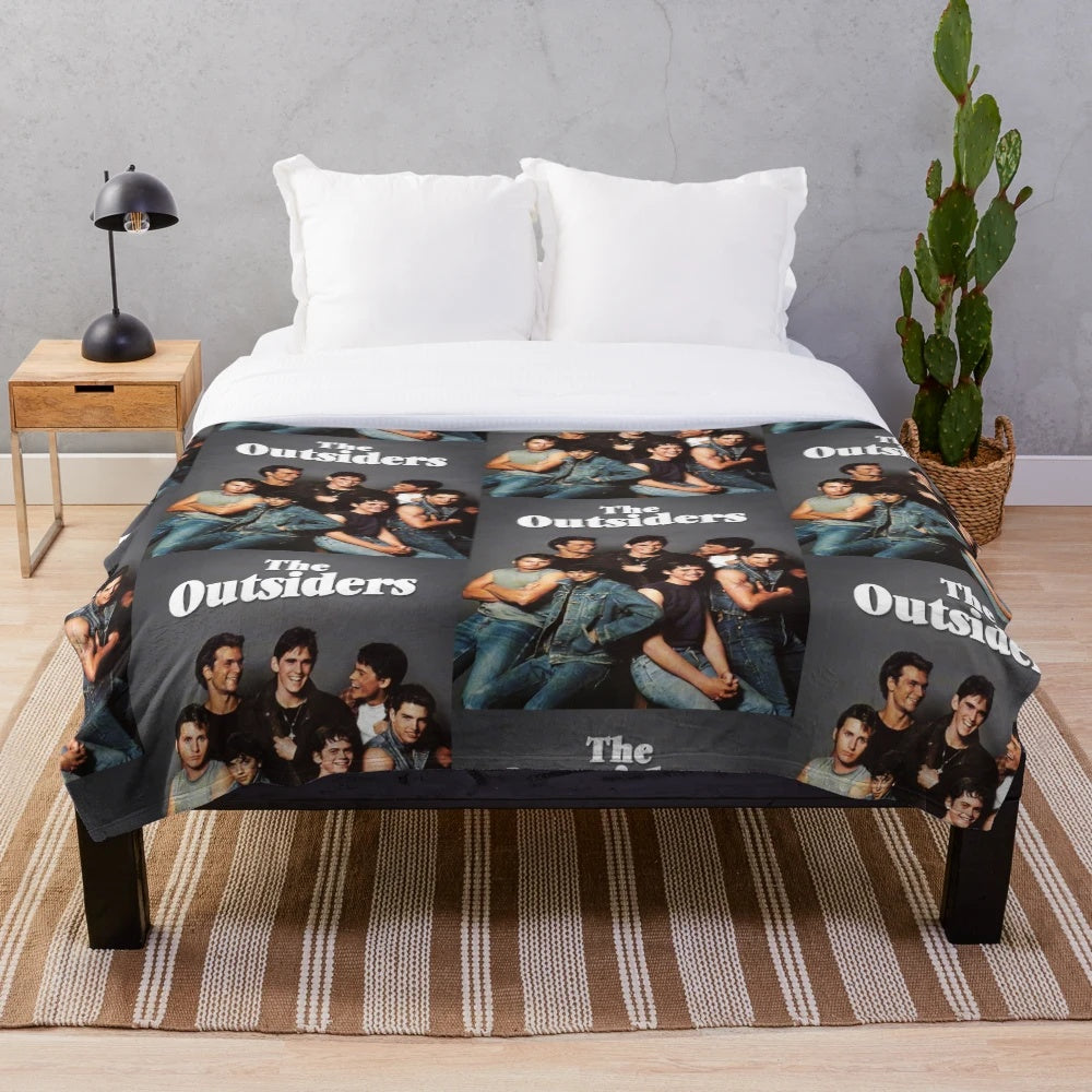 The Outsiders movie 1983 plush blanket featuring Ponyboy and Johnny Cade