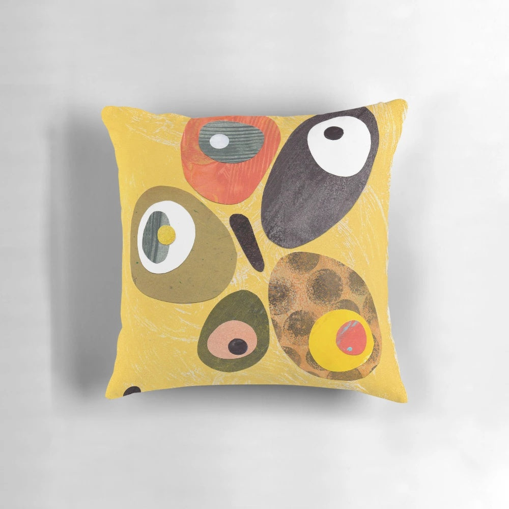 Retro 50s 60s style pillow with vibrant abstract mid century modern design