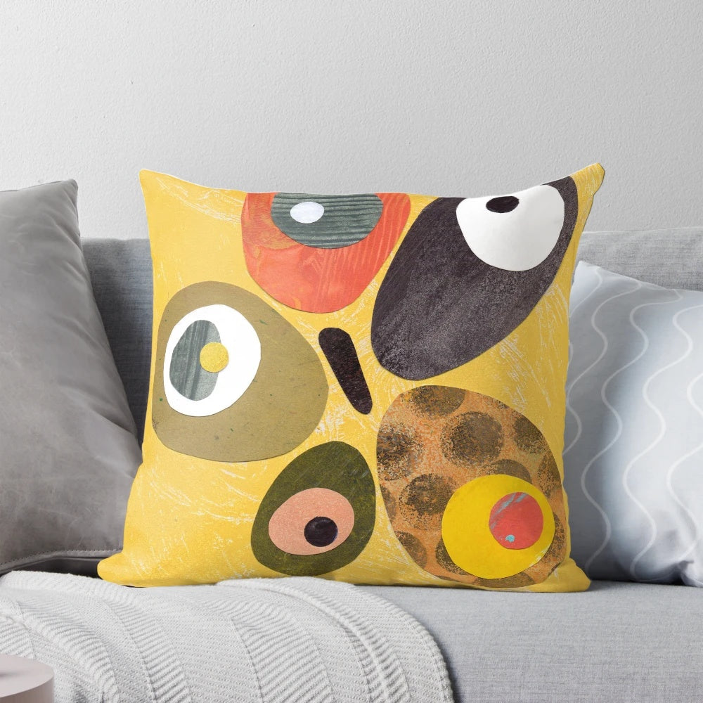 Retro 50s 60s style pillow with vibrant abstract mid century modern design