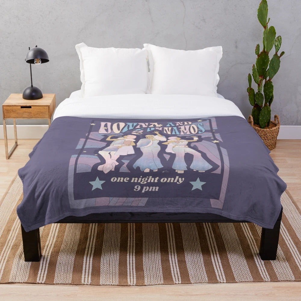 Retro 60s 70s psychedelic plush blanket featuring Donna and the Dynamos