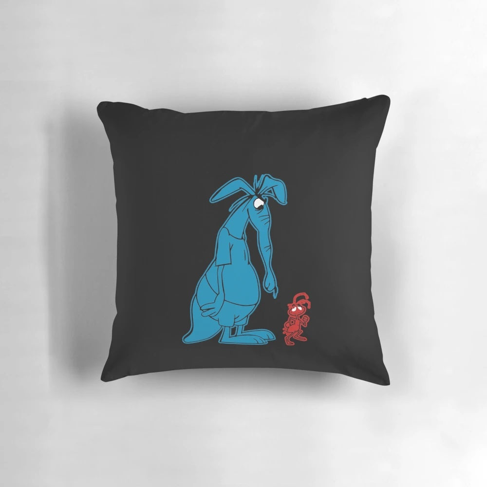 Vintage 60s Ant and Aardvark cartoon design printed on a soft, plush pillow