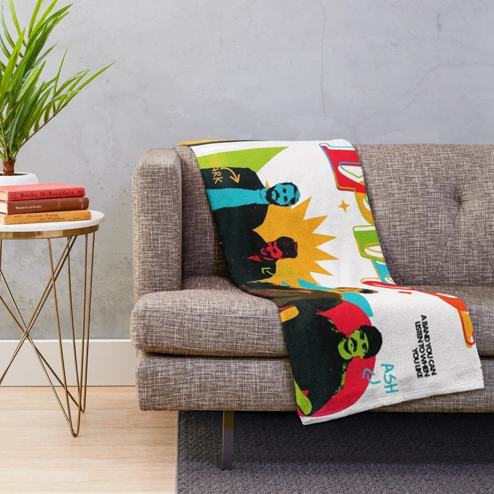 Cozy 60s-inspired plush blanket with Lovejoy, Wilbur Soot, and indie music vibes