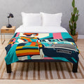 Plush blanket featuring a retro 60s London-inspired mini dress design