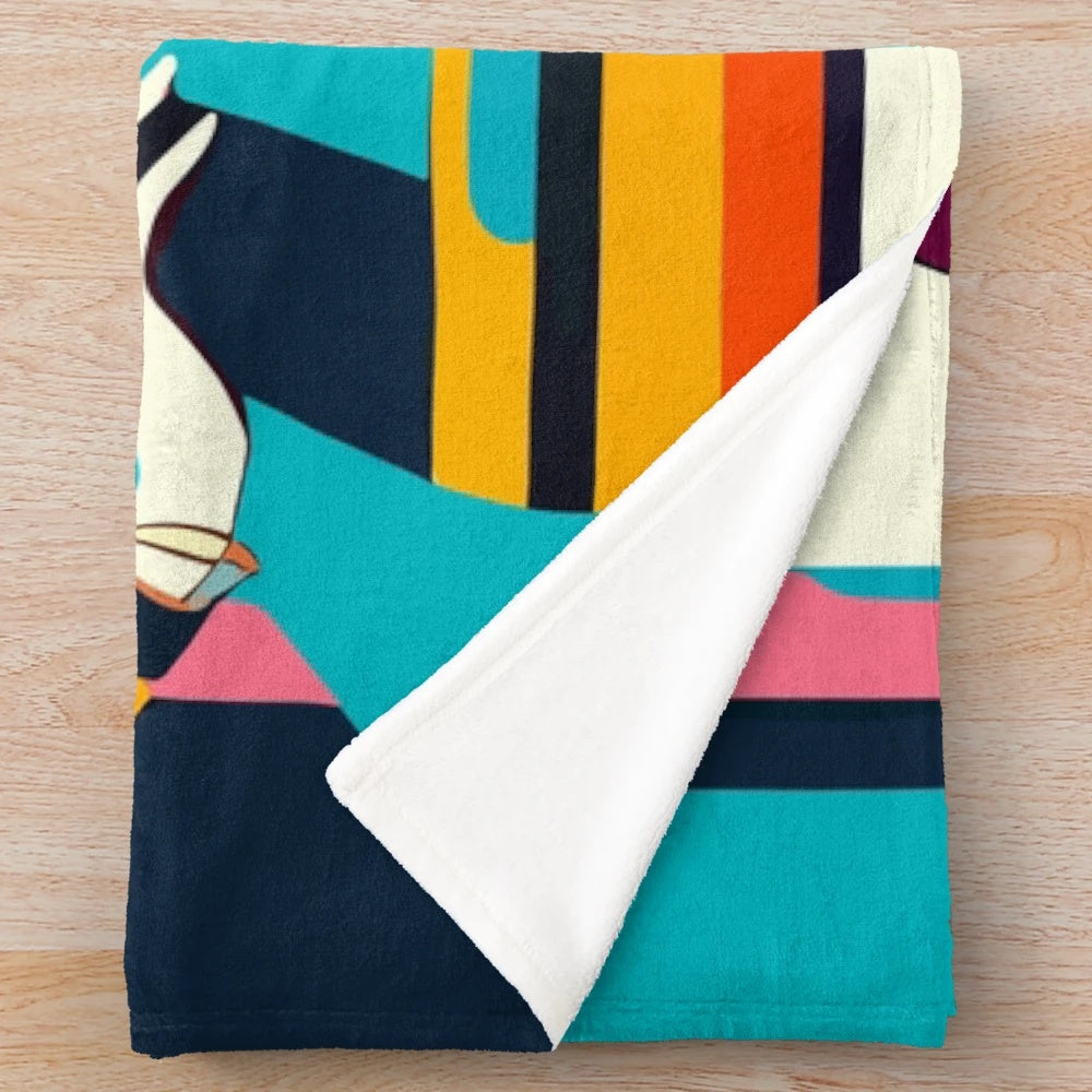 Plush blanket featuring a retro 60s London-inspired mini dress design