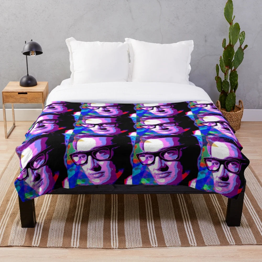 Retro 60s music icon plush blanket in soft, cozy material