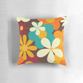Retro 70s style floral seamless repeat pattern printed on a decorative pillow