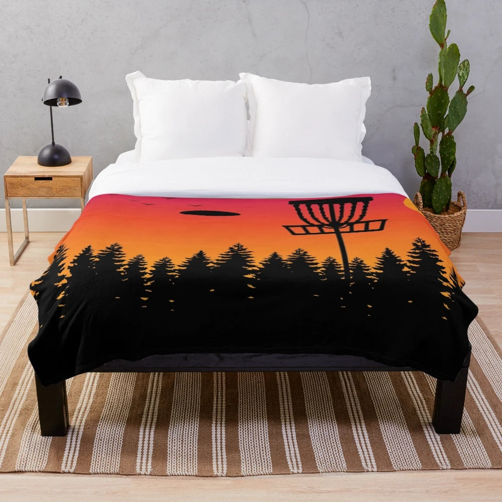Retro vintage 70s style plush blanket for disc golf and frisbee players
