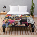 Plush blanket featuring a collage of 70s punk rock music imagery