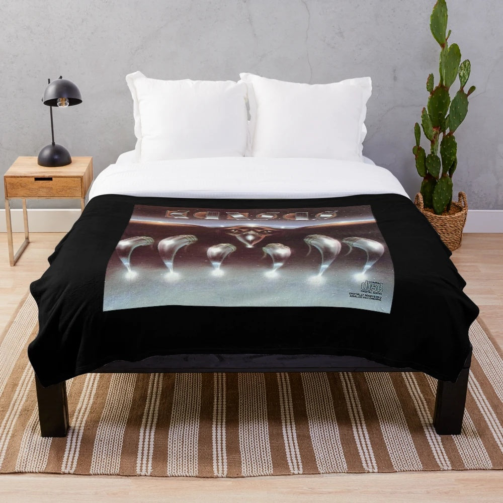 Soft and cozy plush blanket featuring a 70s rock band design