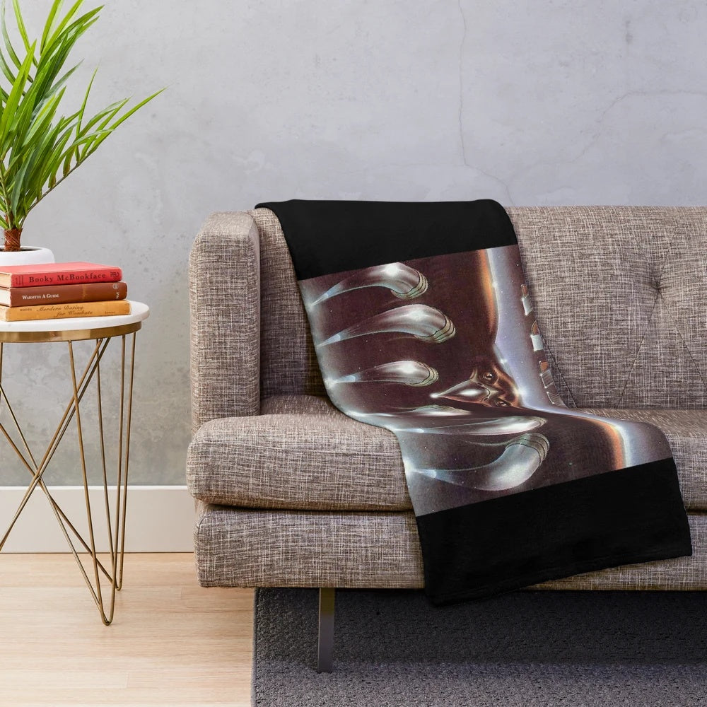 Soft and cozy plush blanket featuring a 70s rock band design