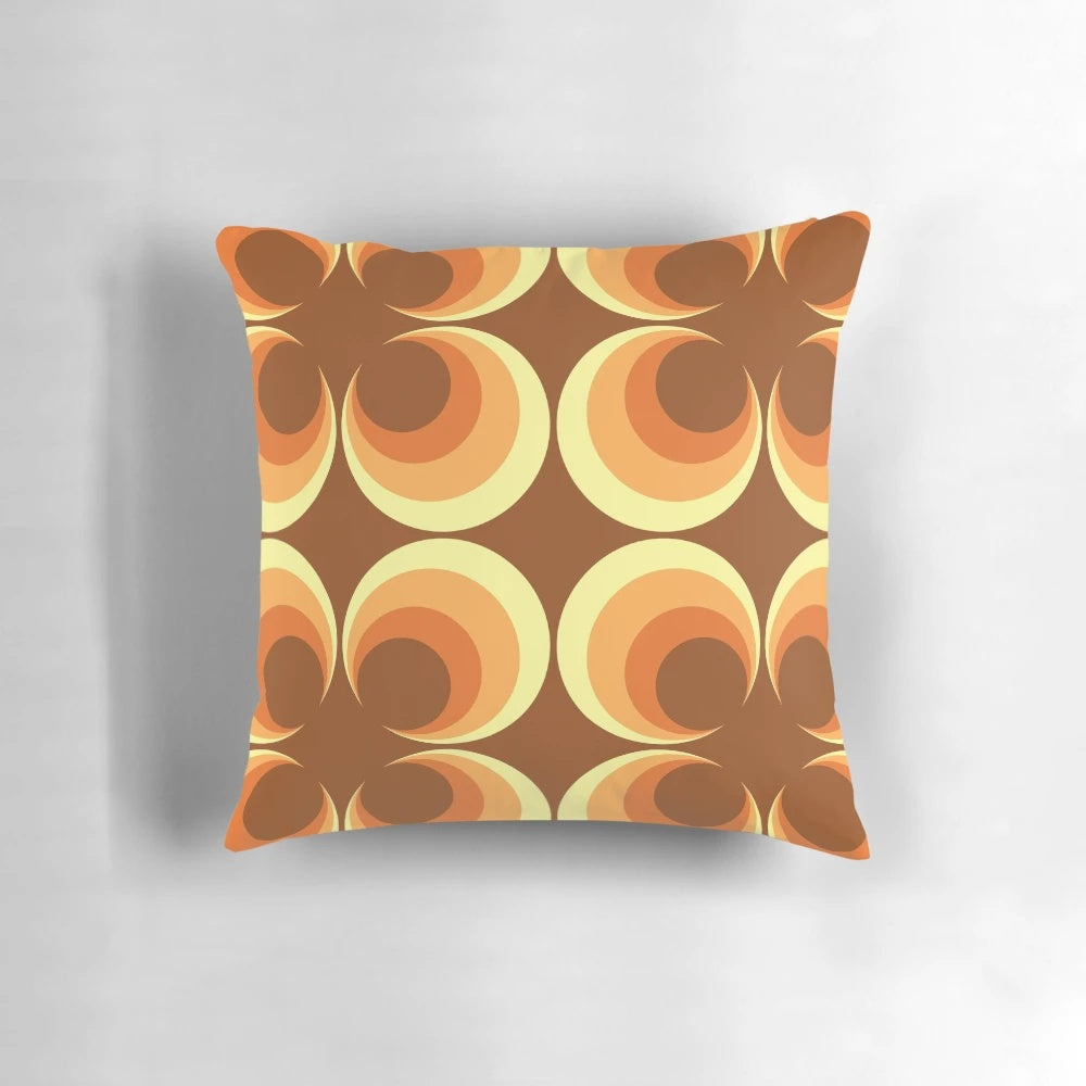 Retro 70s style starburst pattern throw pillow
