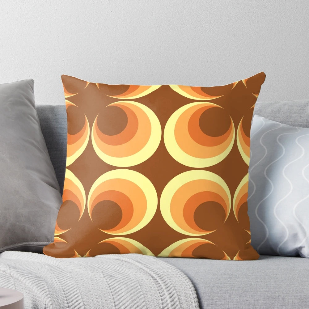 Retro 70s style starburst pattern throw pillow