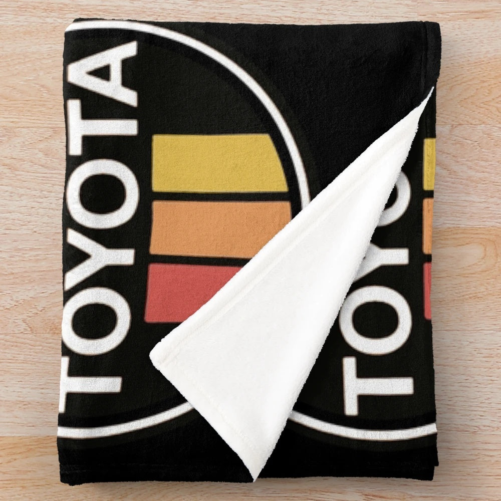 Vintage 1970s Toyota cars themed plush blanket