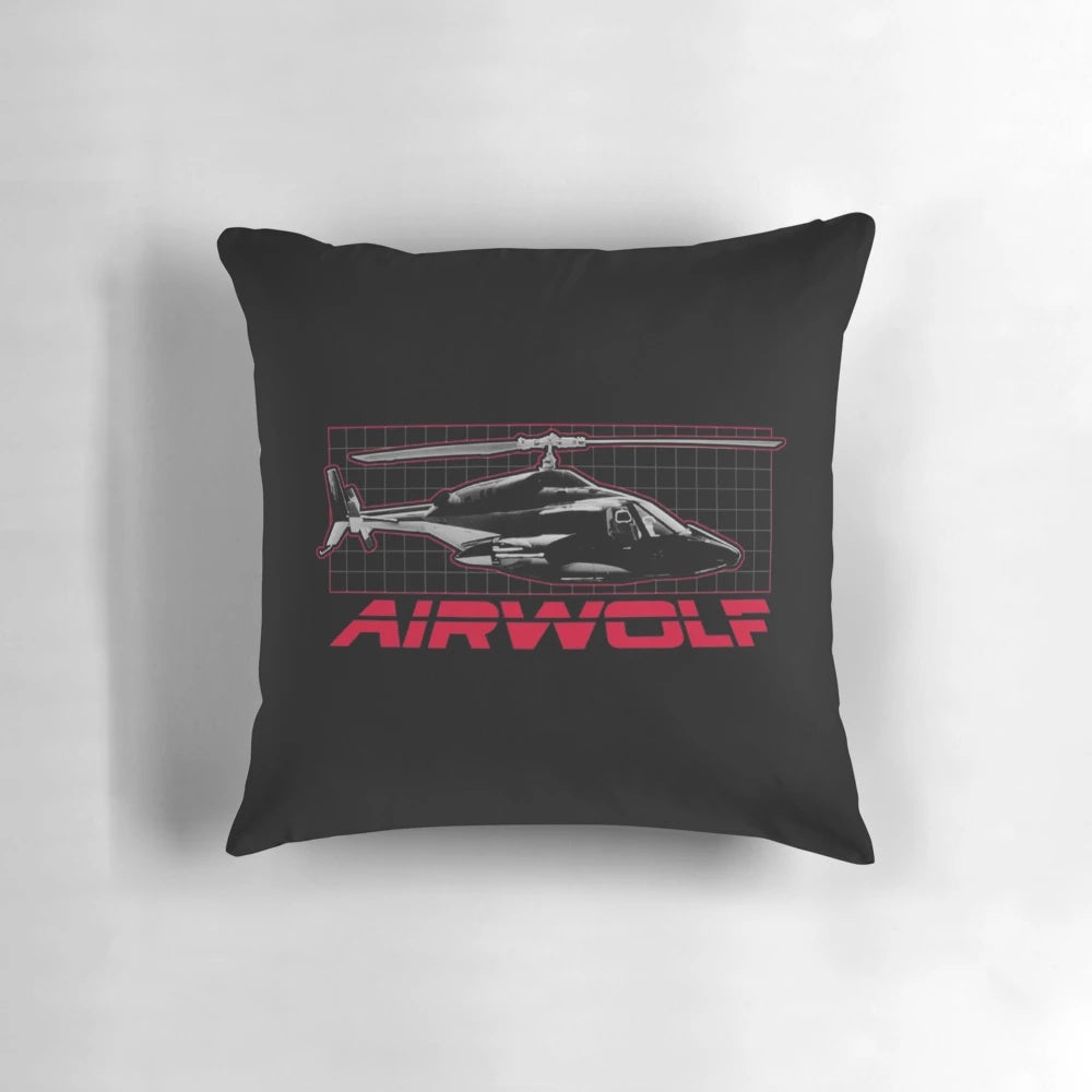 Airwolf helicopter throw pillow, inspired by the 1980s TV series