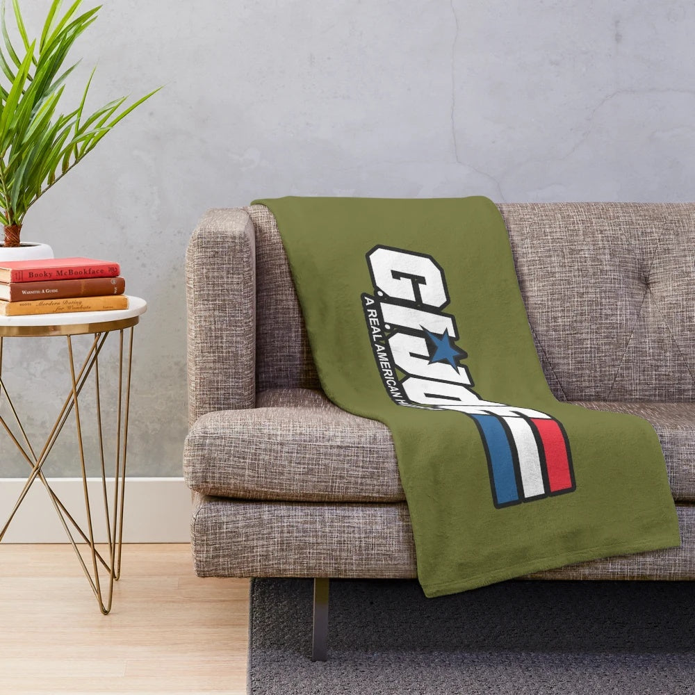 Retro plush blanket featuring classic 80s cartoon characters