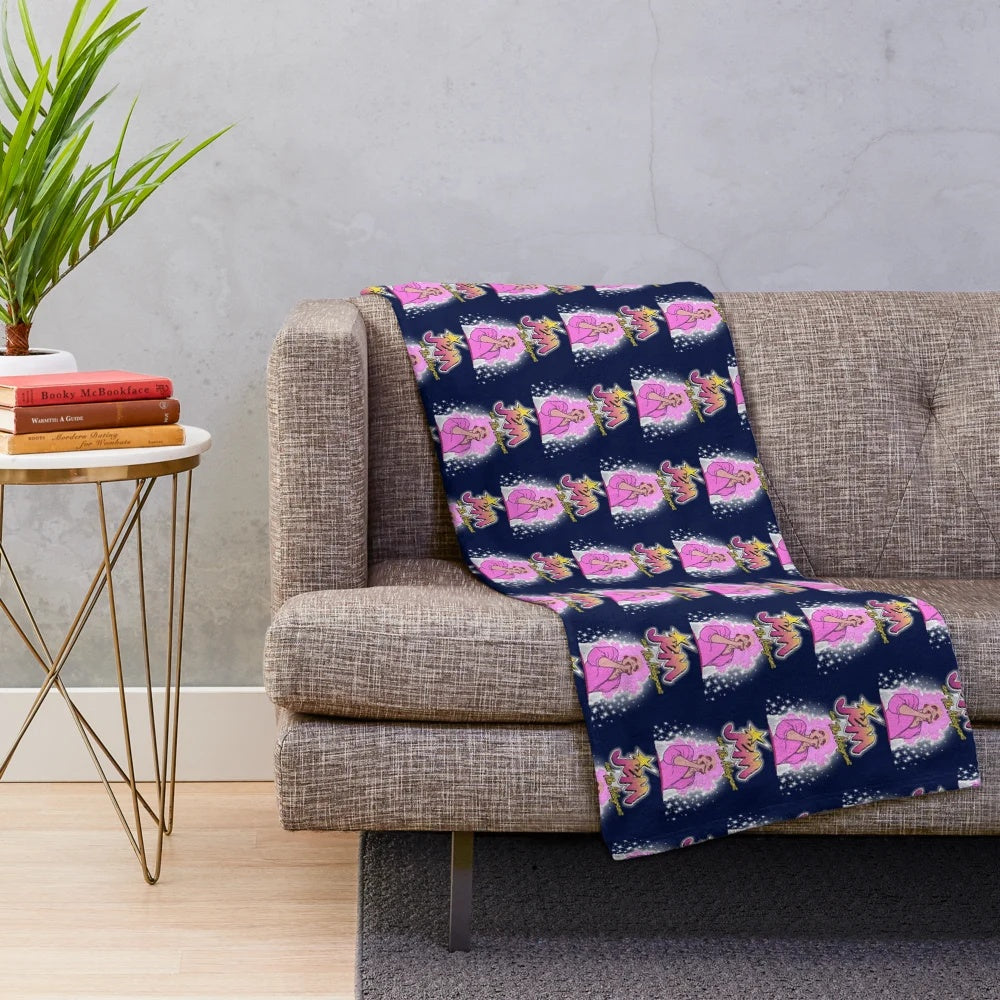 80s cartoon plush blanket featuring characters from the Jem and The Holograms TV show