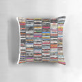 Retro 1980s music album cover art printed on a decorative throw pillow