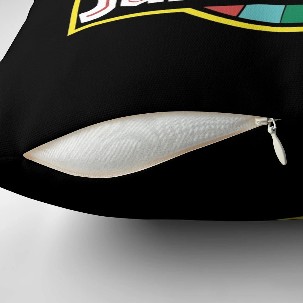 Soft, plush pillow featuring a design of the iconic 80s cartoon character Denver the Last Dinosaur.
