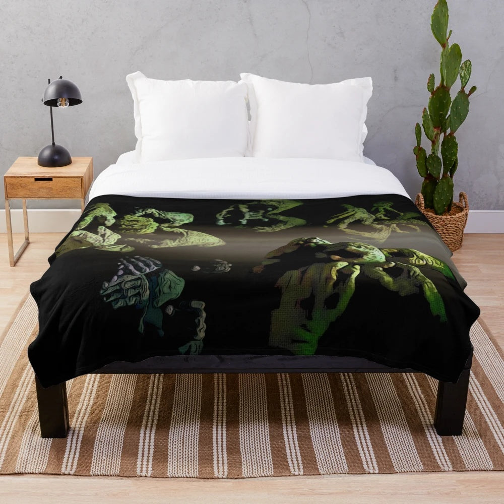 Plush blanket featuring retro 80s fantasy movie design