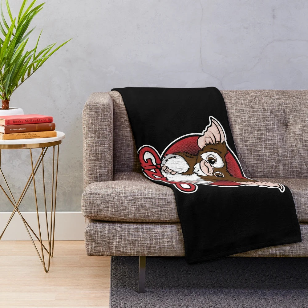 Cozy Gizmo plush blanket with retro 80s design