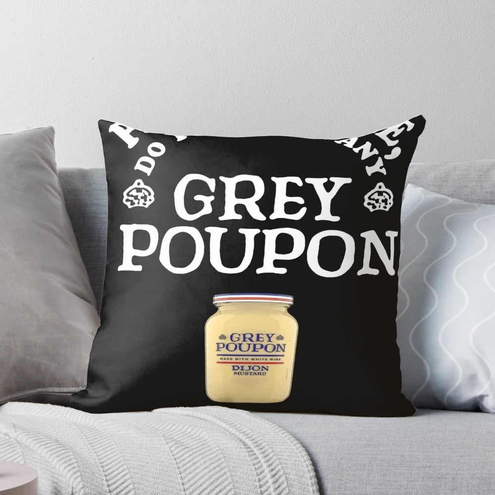 Retro 80s Grey Poupon Mustard Decorative Pillow