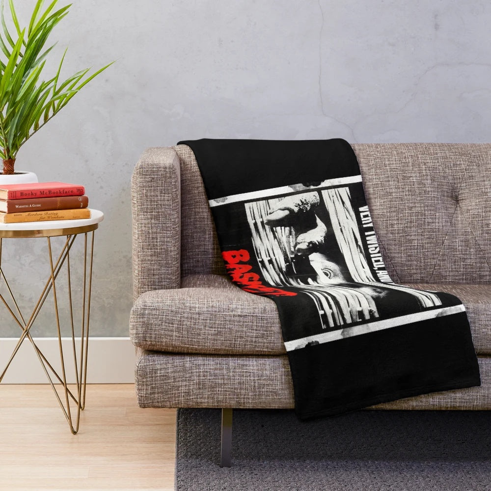 Retro 80s horror-inspired plush blanket with Basket Case movie design