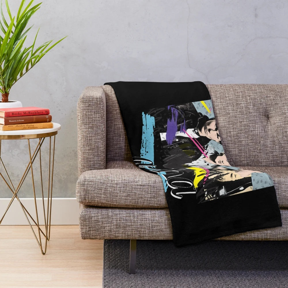 Plush blanket featuring the iconic 80s band A-ha in a retro style design