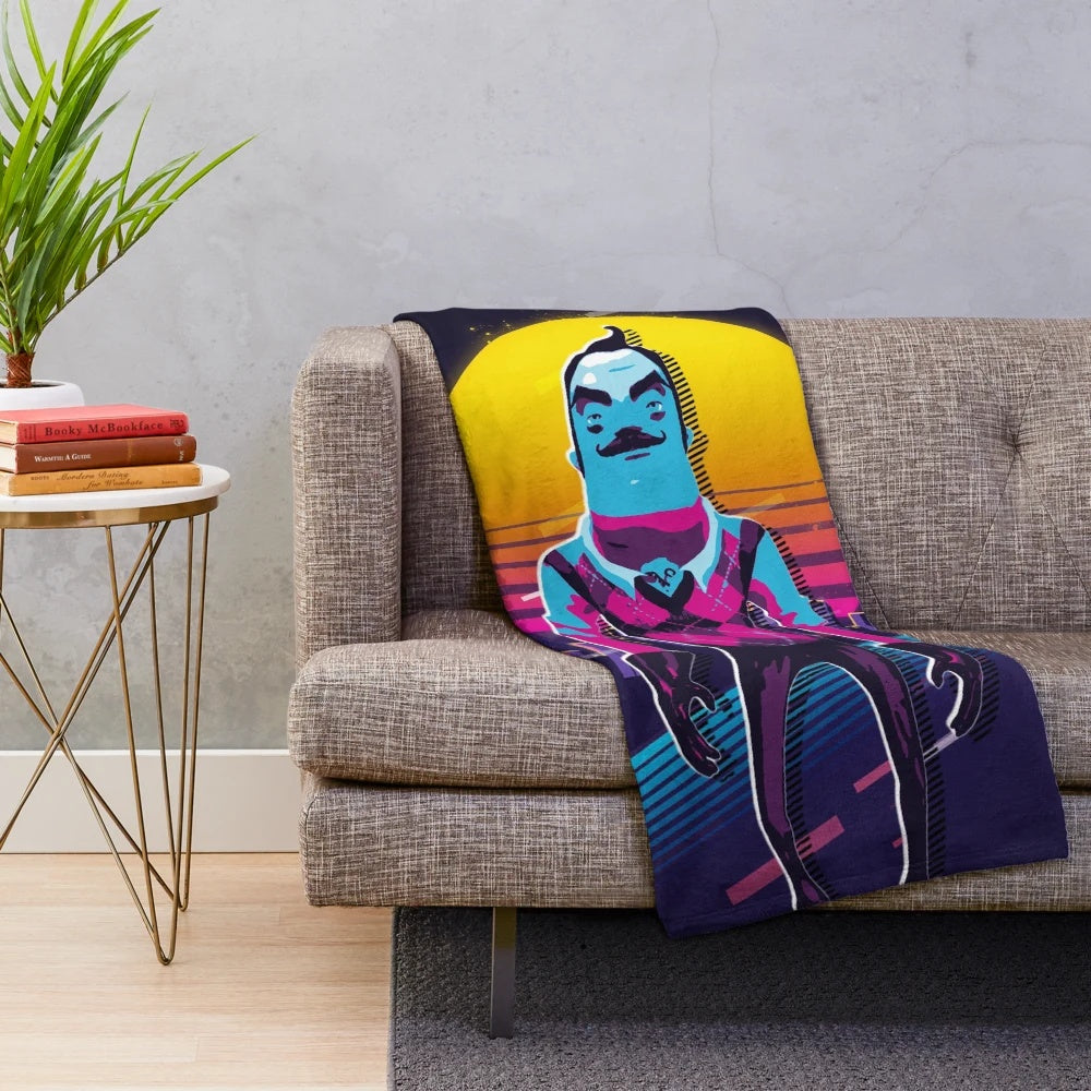 Retro 80s inspired Hello Neighbor 2 Theodore plush blanket