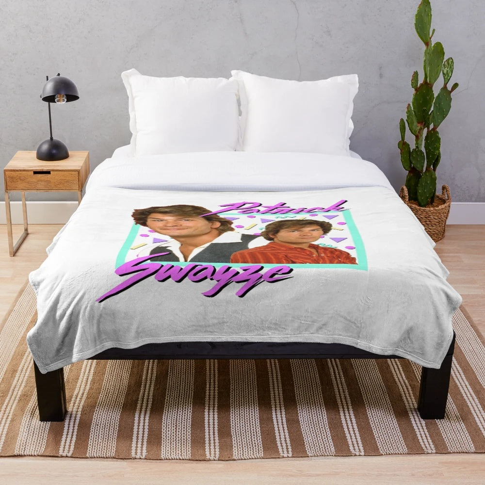 Retro 80s-Inspired Patrick Swayze Plush Blanket