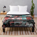 Plush blanket with 1980s British pop and alternative music design