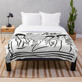 Retro 80s style plush blanket with Take On Me sketch design