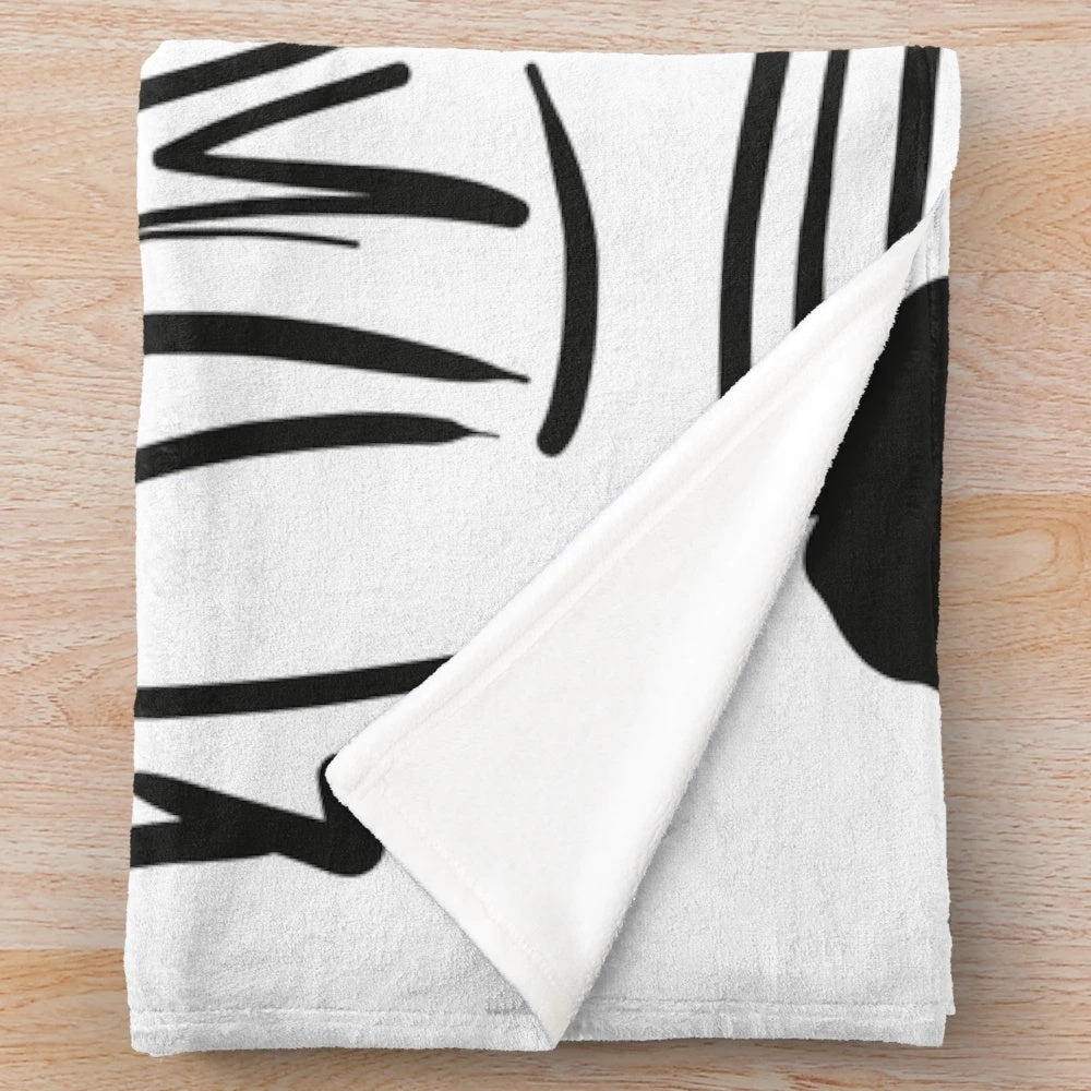 Retro 80s style plush blanket with Take On Me sketch design