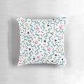 Retro 80s Memphic pattern design pillow with a vibrant, funky color scheme