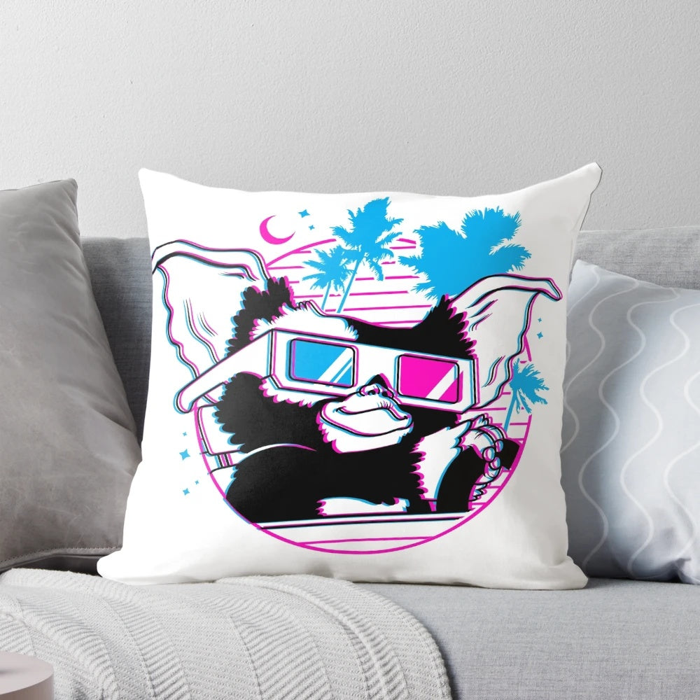 Colorful 80s movie-inspired 3D pillow featuring the beloved Gremlin character Gizmo