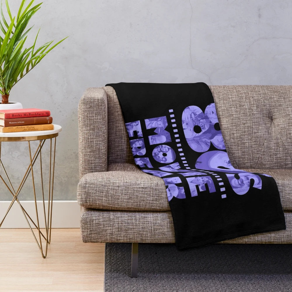 80s movie fan plush blanket featuring iconic 1980s cinema