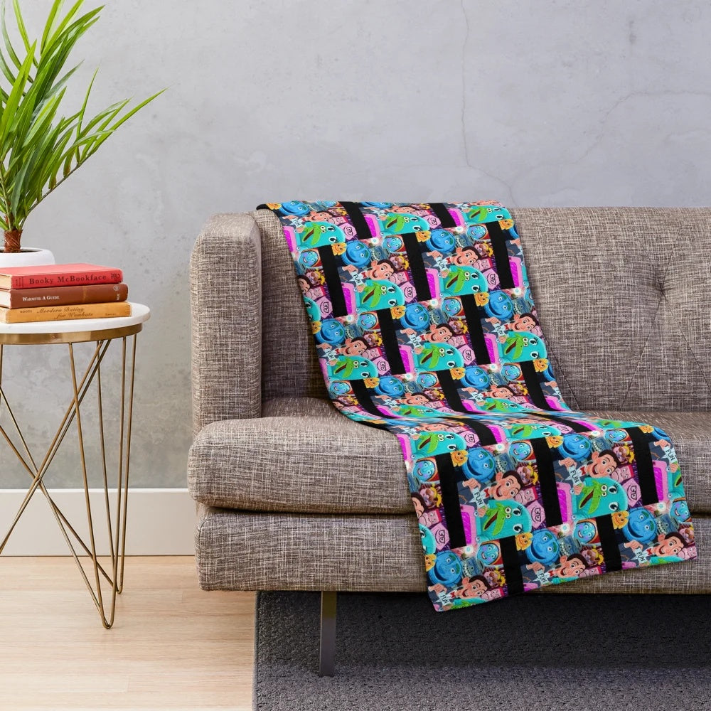 Retro 80s style Pee Wee's Playhouse themed plush blanket