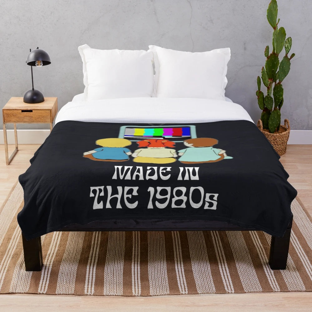 Cozy 80s plush blanket with retro design
